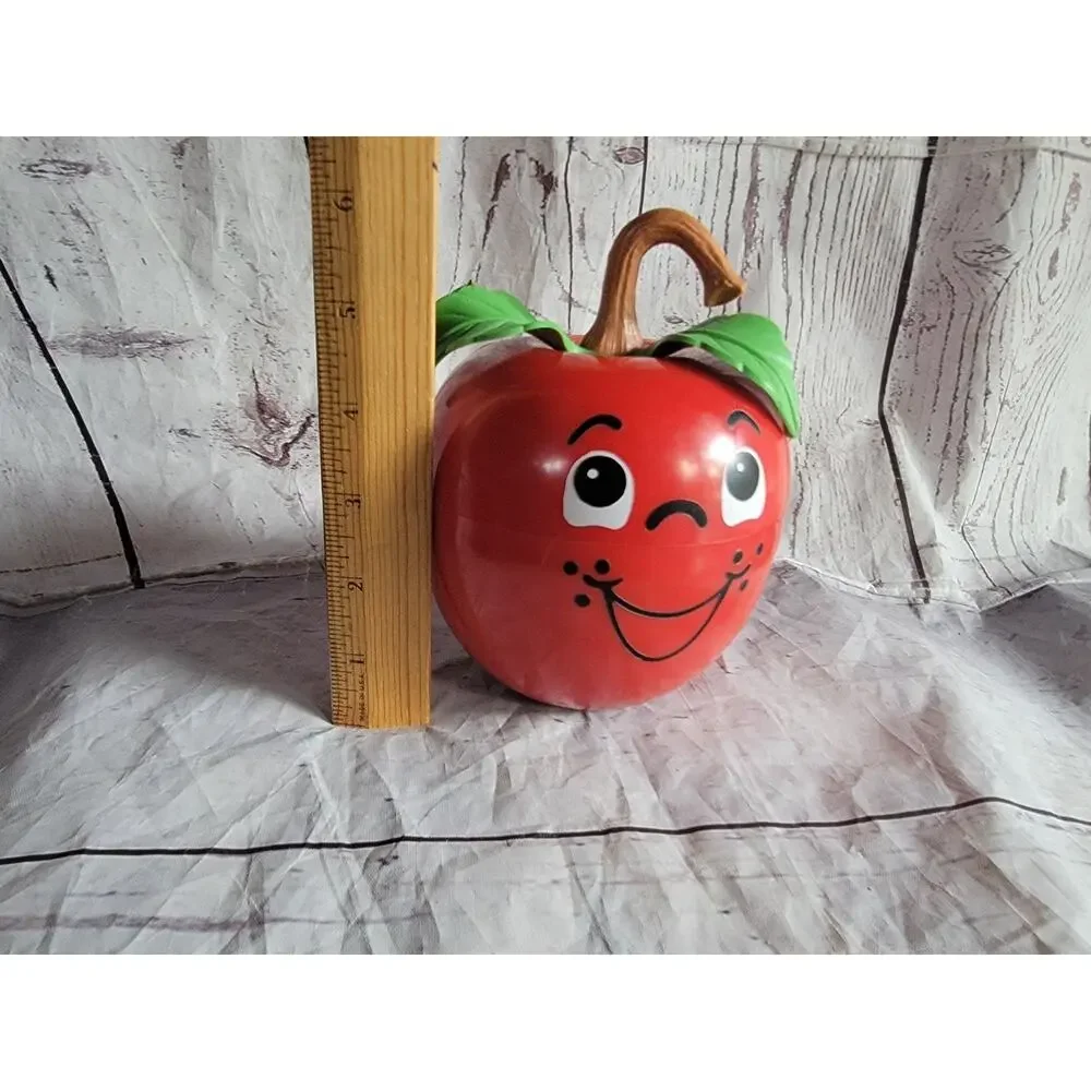 1972 Fisher Price Happy Apple Vintage Toy Long Curly Stem Working Chime Noise